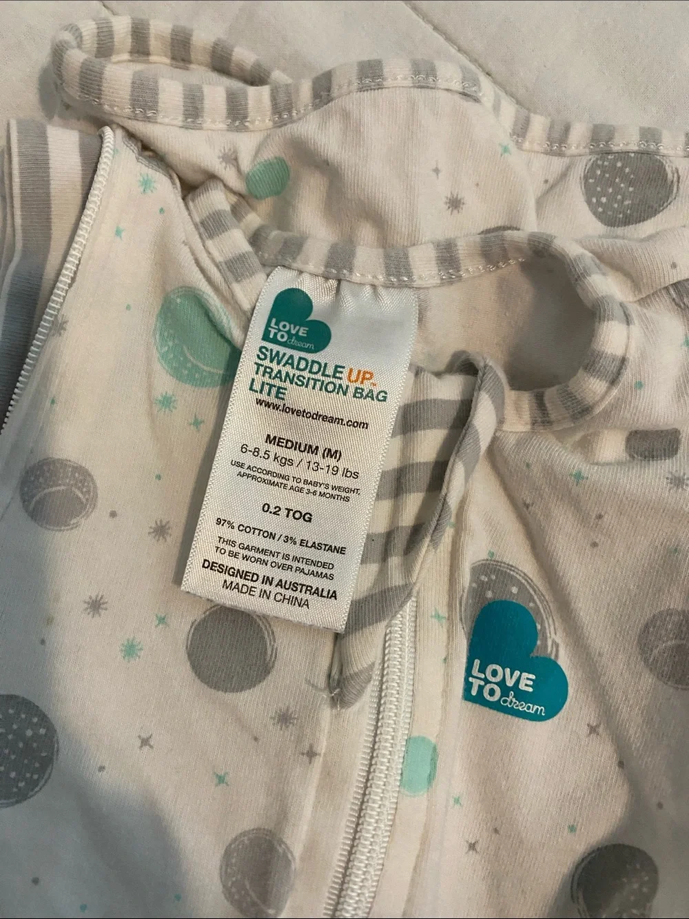 Love to dream 2 Gray and White Striped + Polka Dot One-Piece Set